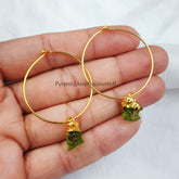 Moldavite earrings, electroplated moldavite charm earrings, gold plated earrings, gift for her